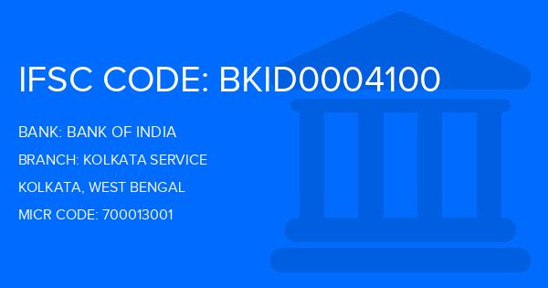Bank Of India (BOI) Kolkata Service Branch IFSC Code