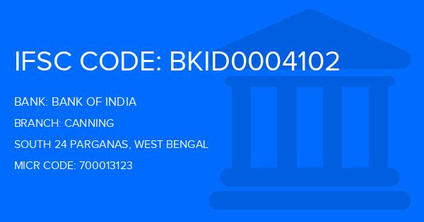 Bank Of India (BOI) Canning Branch IFSC Code