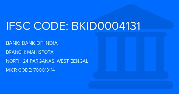 Bank Of India (BOI) Mahispota Branch IFSC Code