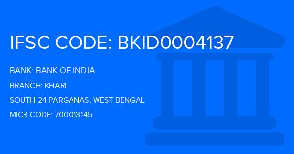 Bank Of India (BOI) Khari Branch IFSC Code