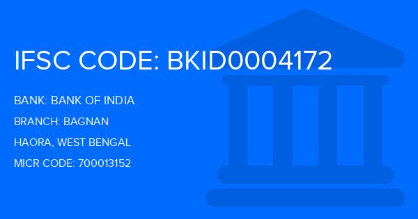 Bank Of India (BOI) Bagnan Branch IFSC Code