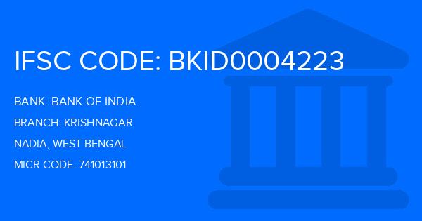 Bank Of India (BOI) Krishnagar Branch IFSC Code