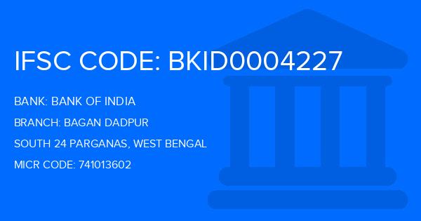 Bank Of India (BOI) Bagan Dadpur Branch IFSC Code