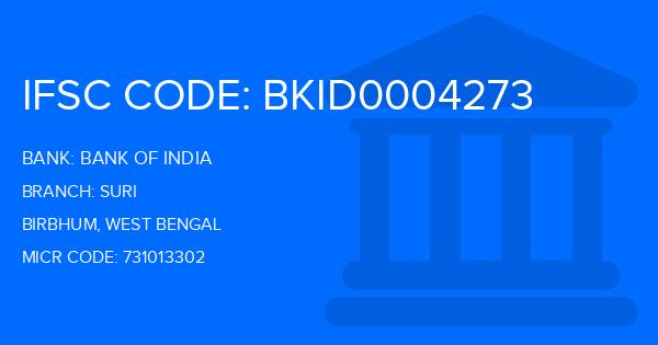 Bank Of India (BOI) Suri Branch IFSC Code