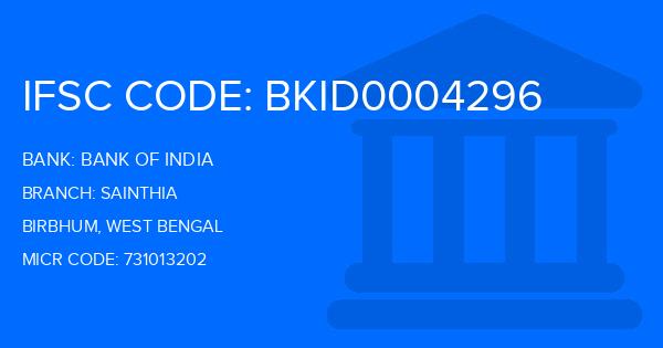 Bank Of India (BOI) Sainthia Branch IFSC Code