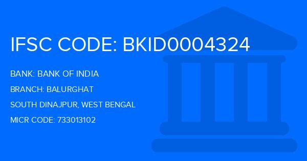 Bank Of India (BOI) Balurghat Branch IFSC Code