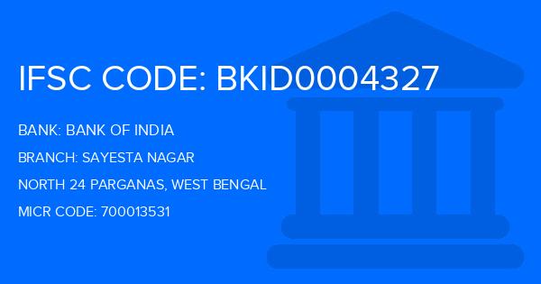 Bank Of India (BOI) Sayesta Nagar Branch IFSC Code