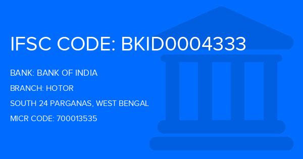 Bank Of India (BOI) Hotor Branch IFSC Code