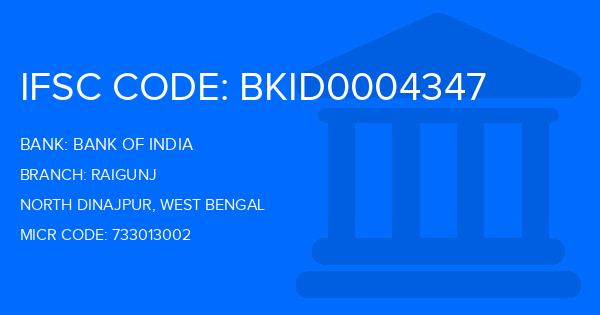 Bank Of India (BOI) Raigunj Branch IFSC Code