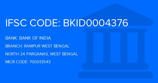 Bank Of India (BOI) Rampur West Bengal Branch IFSC Code