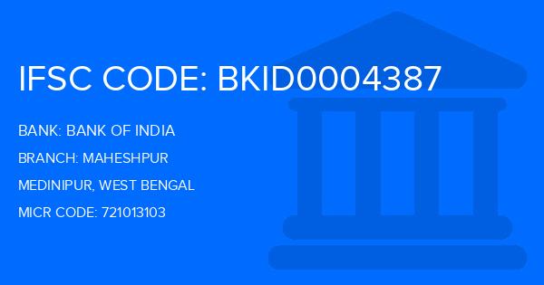 Bank Of India (BOI) Maheshpur Branch IFSC Code