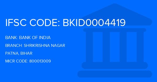 Bank Of India (BOI) Shrikrishna Nagar Branch IFSC Code