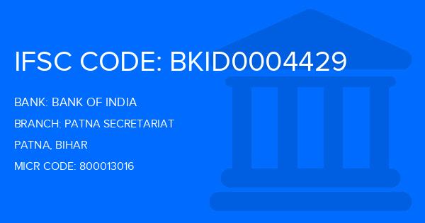 Bank Of India (BOI) Patna Secretariat Branch IFSC Code