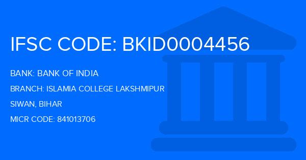 Bank Of India (BOI) Islamia College Lakshmipur Branch IFSC Code