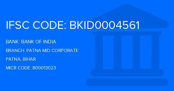 Bank Of India (BOI) Patna Mid Corporate Branch IFSC Code