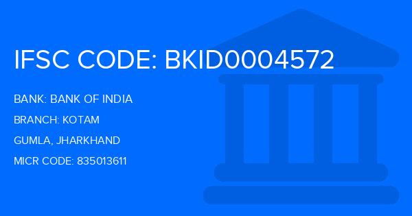 Bank Of India (BOI) Kotam Branch IFSC Code