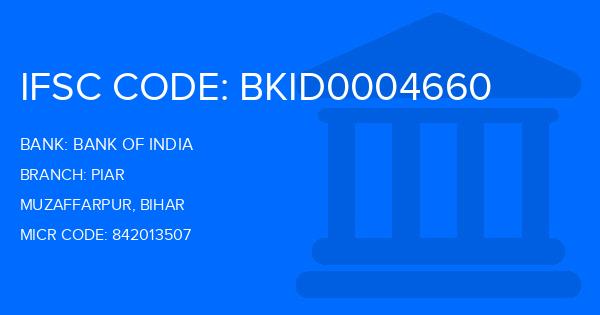 Bank Of India (BOI) Piar Branch IFSC Code