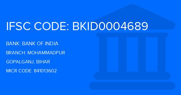 Bank Of India (BOI) Mohammadpur Branch IFSC Code