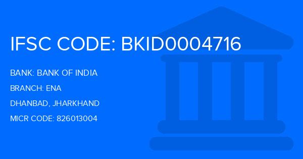 Bank Of India (BOI) Ena Branch IFSC Code