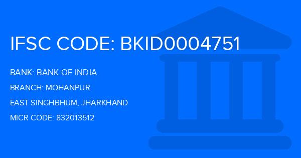 Bank Of India (BOI) Mohanpur Branch IFSC Code