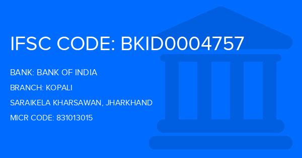 Bank Of India (BOI) Kopali Branch IFSC Code