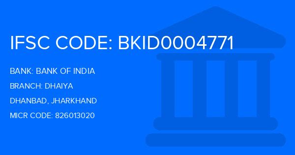 Bank Of India (BOI) Dhaiya Branch IFSC Code