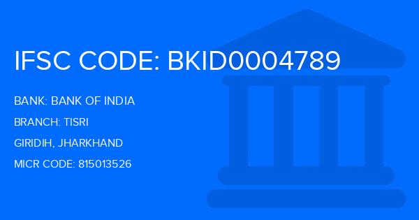 Bank Of India (BOI) Tisri Branch IFSC Code