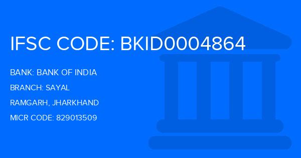 Bank Of India (BOI) Sayal Branch IFSC Code