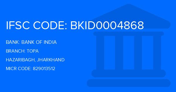 Bank Of India (BOI) Topa Branch IFSC Code