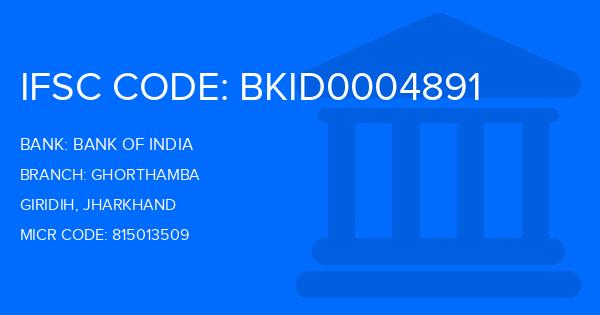 Bank Of India (BOI) Ghorthamba Branch IFSC Code