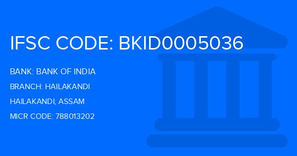 Bank Of India (BOI) Hailakandi Branch IFSC Code