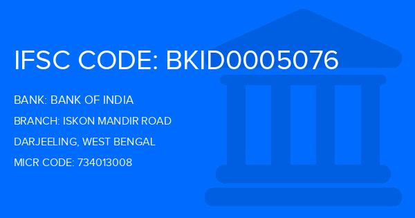 Bank Of India (BOI) Iskon Mandir Road Branch IFSC Code