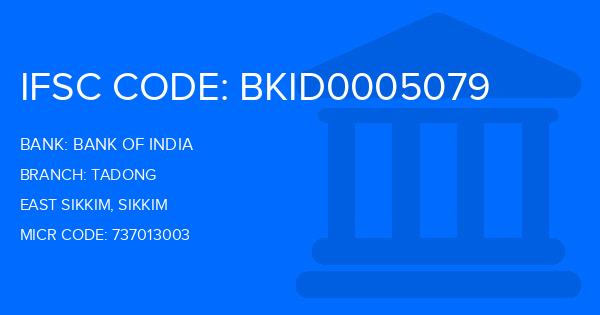 Bank Of India (BOI) Tadong Branch IFSC Code