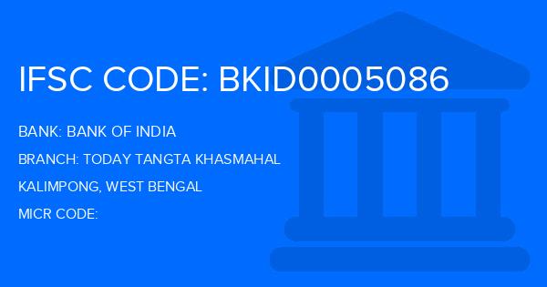 Bank Of India (BOI) Today Tangta Khasmahal Branch IFSC Code
