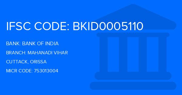 Bank Of India (BOI) Mahanadi Vihar Branch IFSC Code