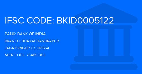 Bank Of India (BOI) Bijayachandrapur Branch IFSC Code