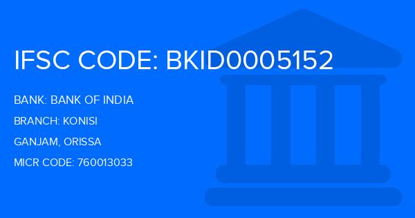 Bank Of India (BOI) Konisi Branch IFSC Code
