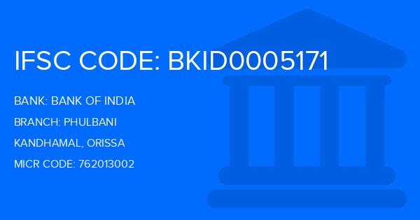 Bank Of India (BOI) Phulbani Branch IFSC Code