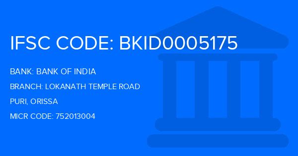 Bank Of India (BOI) Lokanath Temple Road Branch IFSC Code