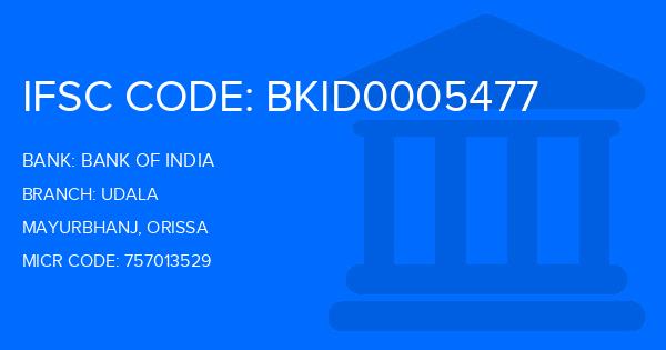Bank Of India (BOI) Udala Branch IFSC Code