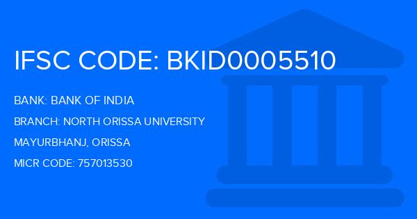 Bank Of India (BOI) North Orissa University Branch IFSC Code