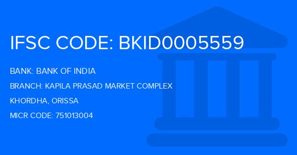 Bank Of India (BOI) Kapila Prasad Market Complex Branch IFSC Code