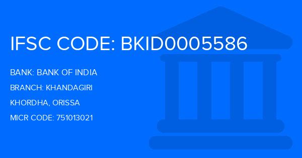 Bank Of India (BOI) Khandagiri Branch IFSC Code