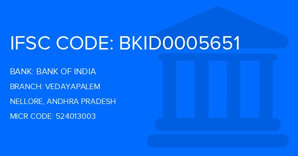 Bank Of India (BOI) Vedayapalem Branch IFSC Code