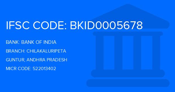 Bank Of India (BOI) Chilakaluripeta Branch IFSC Code