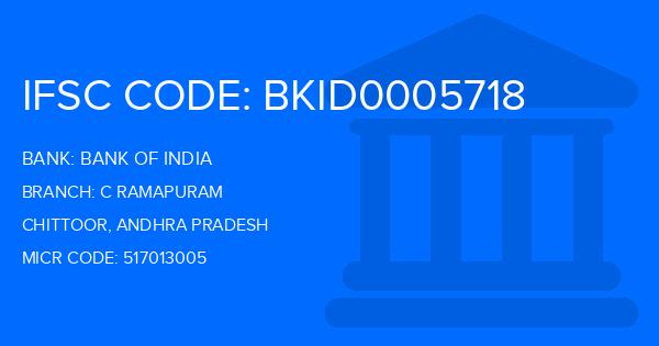Bank Of India (BOI) C Ramapuram Branch IFSC Code