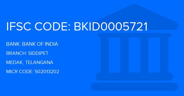 Bank Of India (BOI) Siddipet Branch IFSC Code