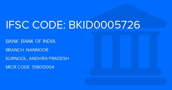 Bank Of India (BOI) Nannoor Branch IFSC Code