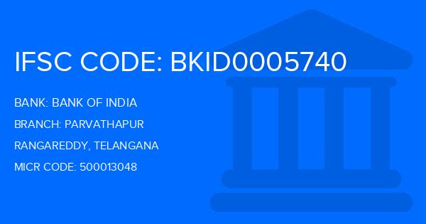 Bank Of India (BOI) Parvathapur Branch IFSC Code
