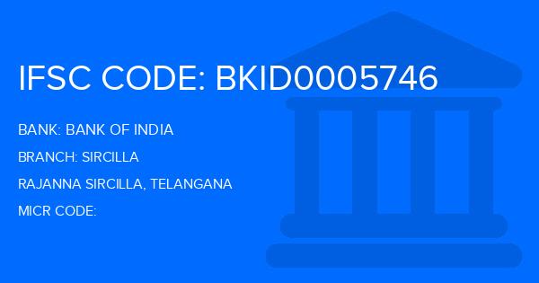 Bank Of India (BOI) Sircilla Branch IFSC Code